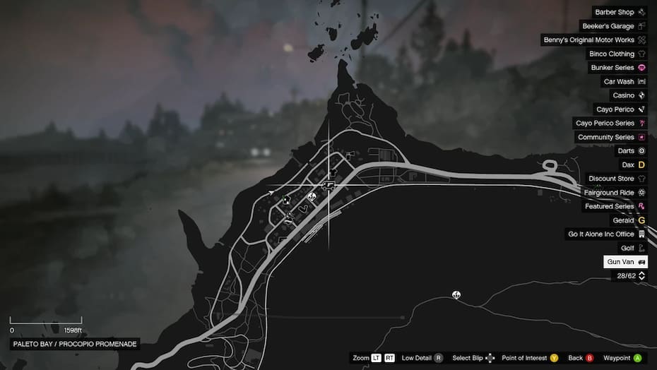 Mapa para encontrar la Gun Van. Crédito: GTA Online