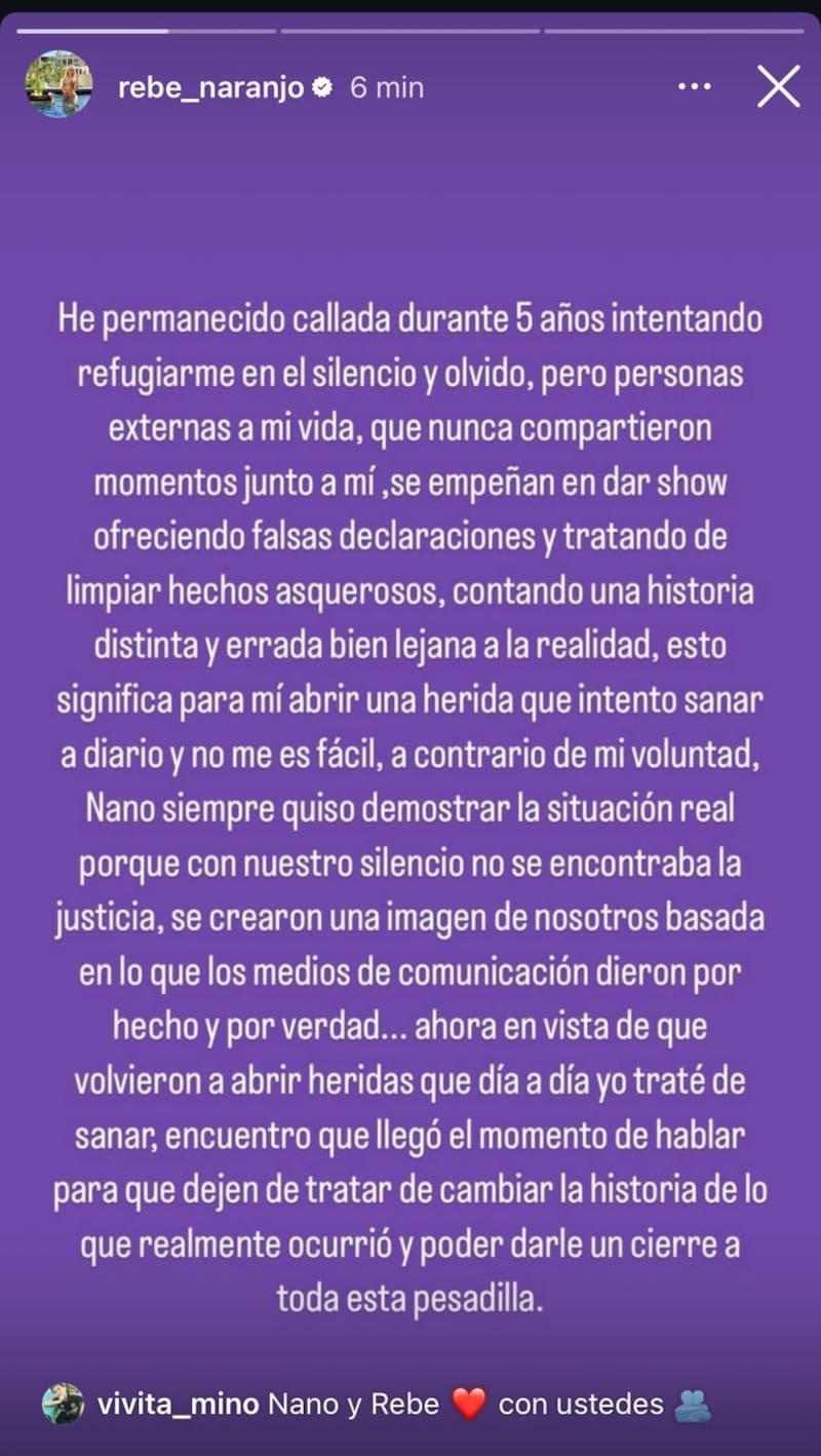 Captura de la historia subida por la pareja de Nano Calderón.