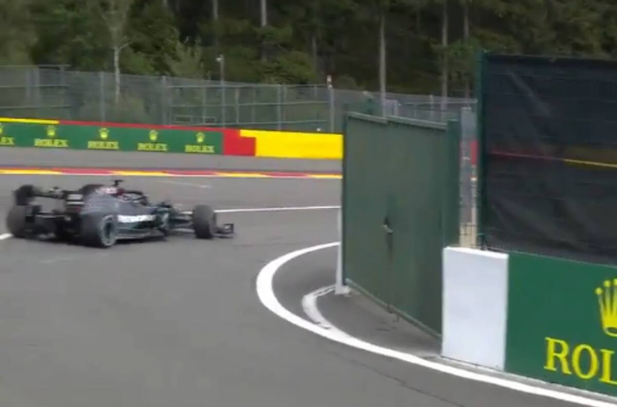 Lewis Hamilton casi provoca accidente al salir a la pista en el Gran Premio de Bélgica