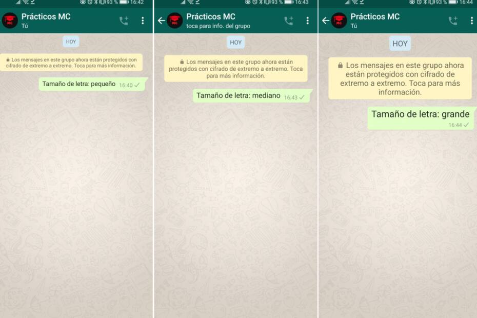 Estas son las diferencias en el tamaño de las letras.
