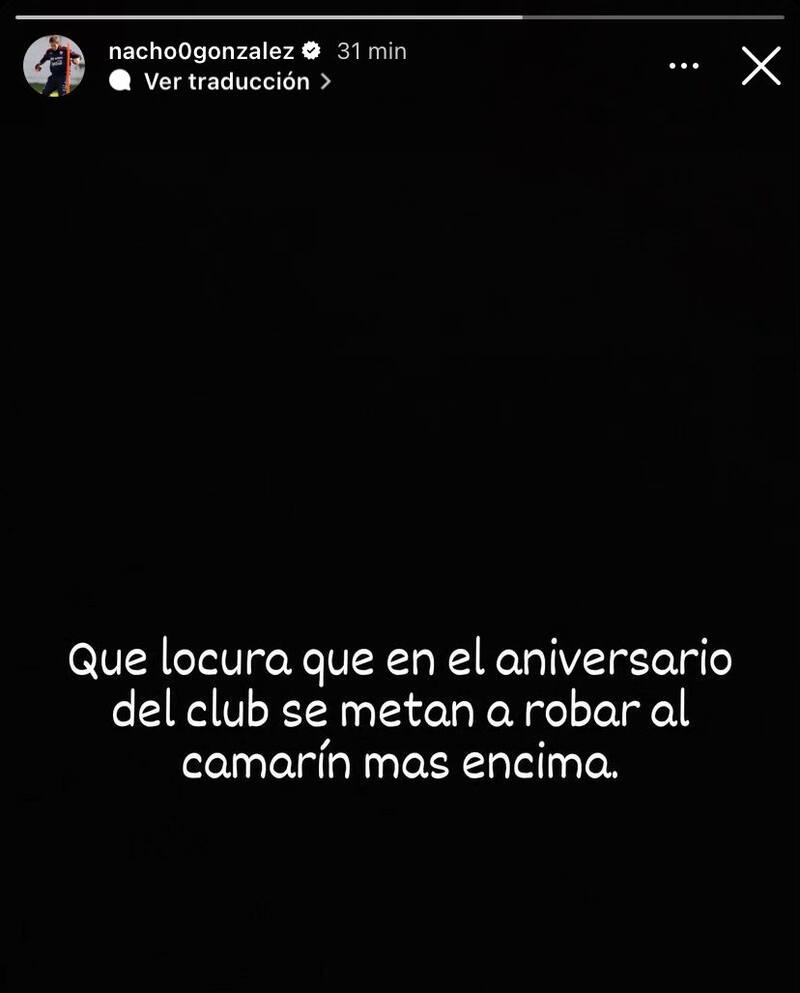 Ignacio González y su historia de Instagram.