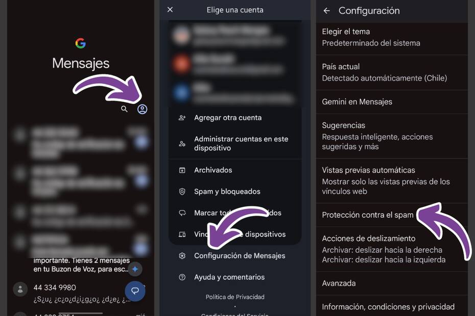 Sigue estos pasos para activar la opción antispam.