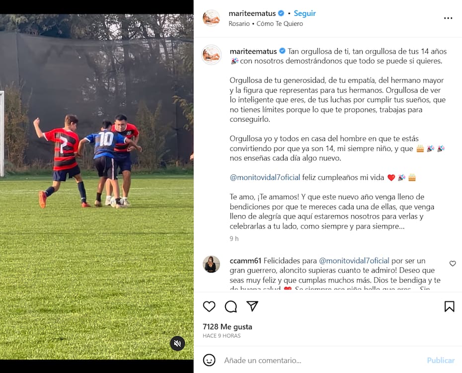 Marité Matus le dedica mensaje cumpleaños a su hijo, Alonso Vidal