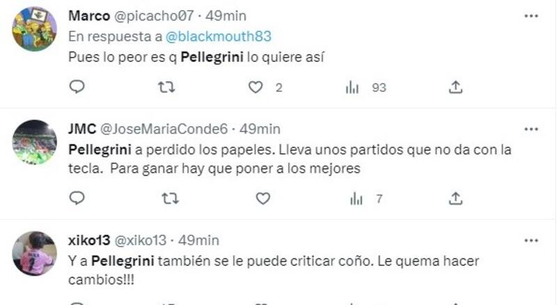 Críticas de hinchas del Betis contra Manuel Pellegrini