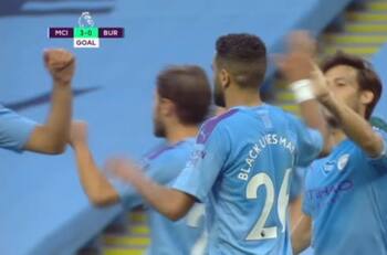El penal de Mahrez que dejo las cifras 3-0 a favor del Manchester City ante el Burnley