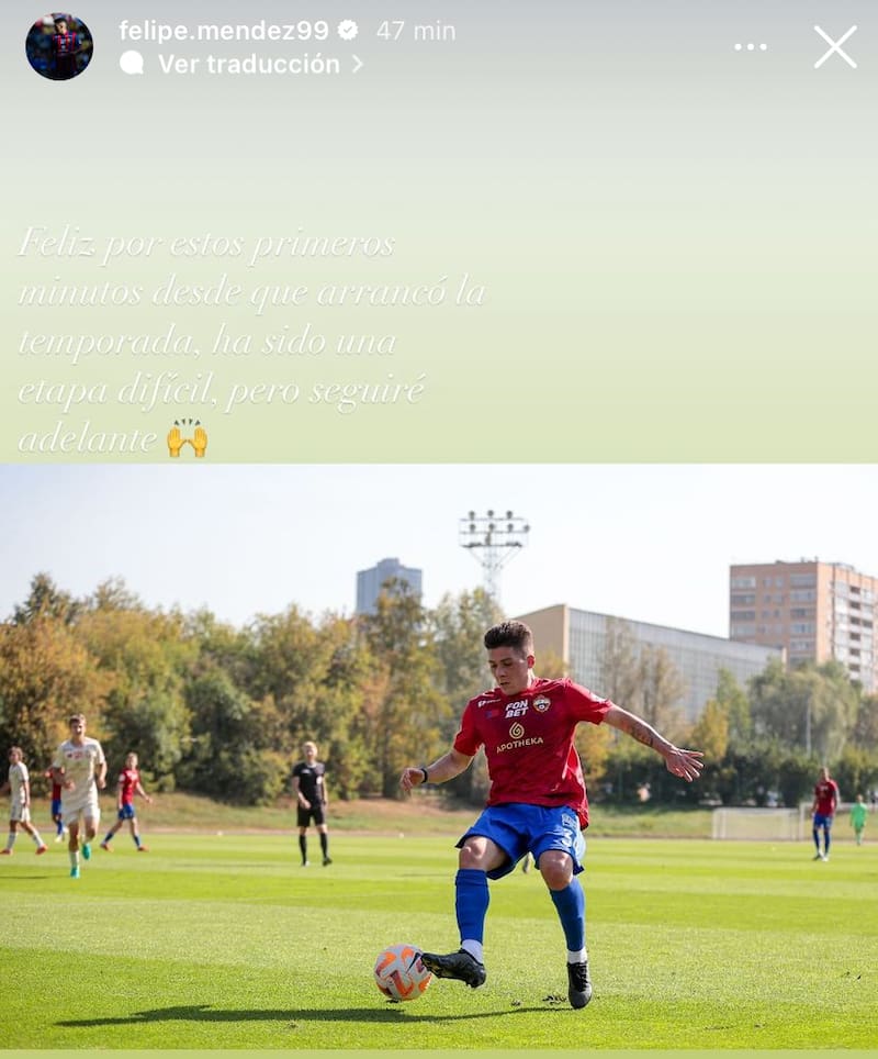 La historia de Víctor Felipe Méndez en su cuenta de Instagram.