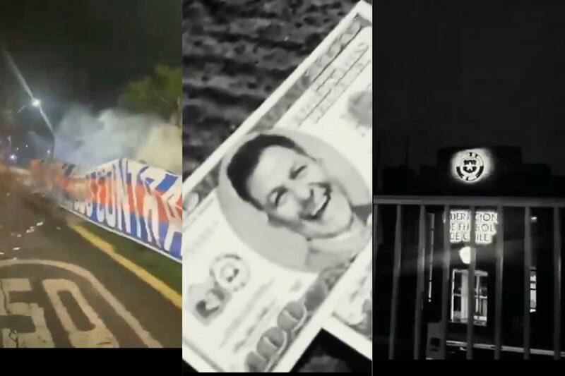 Hinchas de la U protestaron en la ANFP: incluyeron billetes con la cara de Aníbal Mosa.