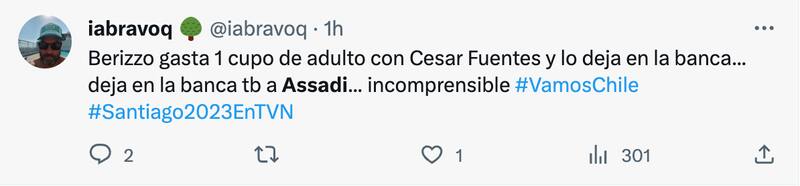 Hinchas cuestionan suplencia de Lucas Assadi.