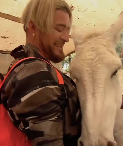Junior Playboy junto al burro en "Tierra Brava". Foto: Instagram.
