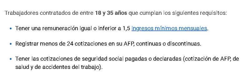 Requisitos del Subsidio a la Cotización de Trabajadores Jóvenes.