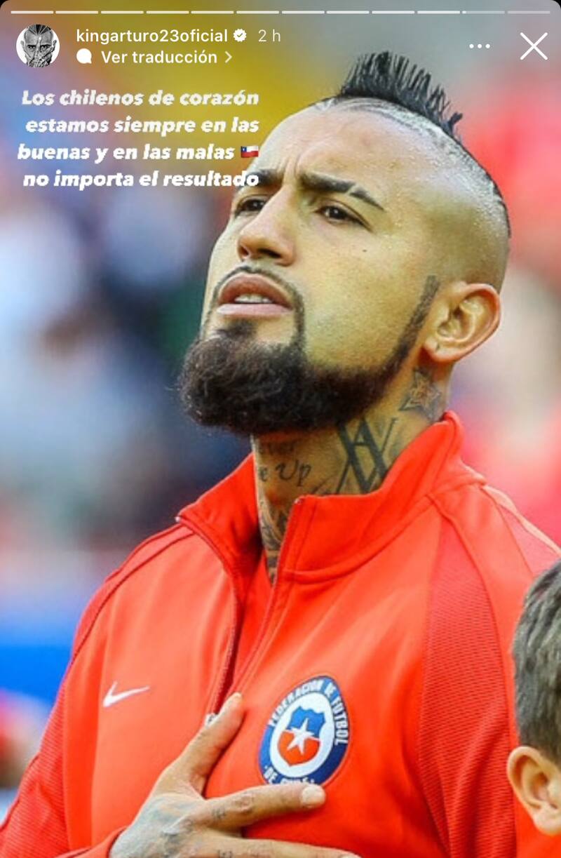 Arturo Vidal alienta a La Roja desde sus redes sociales.