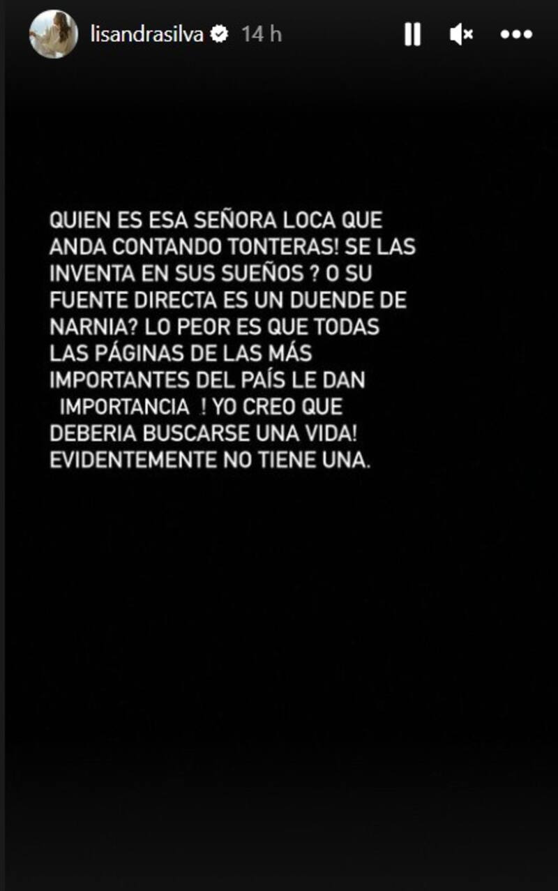 Lisandra Silva le envió un potente mensaje a Cecilia Gutiérrez / Captura Instagram @lisandrasilva