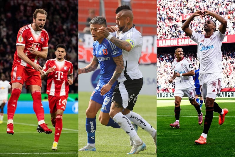 Bayern Múnich, Universidad de Chile, Colo Colo y Sevilla serán algunos de los equipos que enfrentarán a sus clásicos rivales. Fotos: Instagram @harrykane, @Sevillafc y Agencia Aton.
