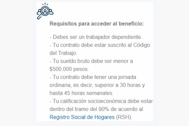 Requisitos para haber recibido este subsidio.