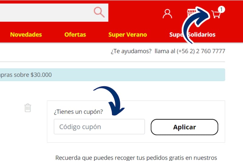Deberás ingresar aquí el cupón.