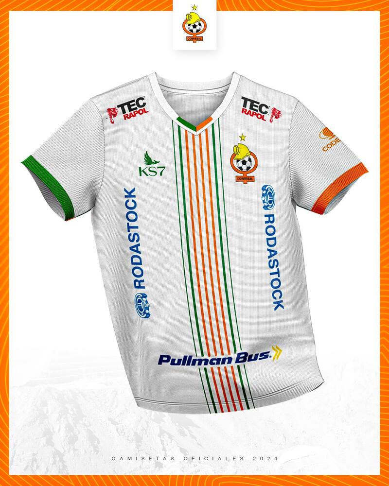 La camiseta titular seguirá siendo blanca con naranjo y verde.