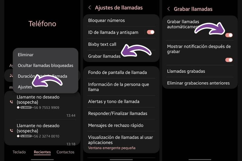 Estos son los pasos que deberás seguir para grabar automáticamente todas las llamadas que hagas o recibas.