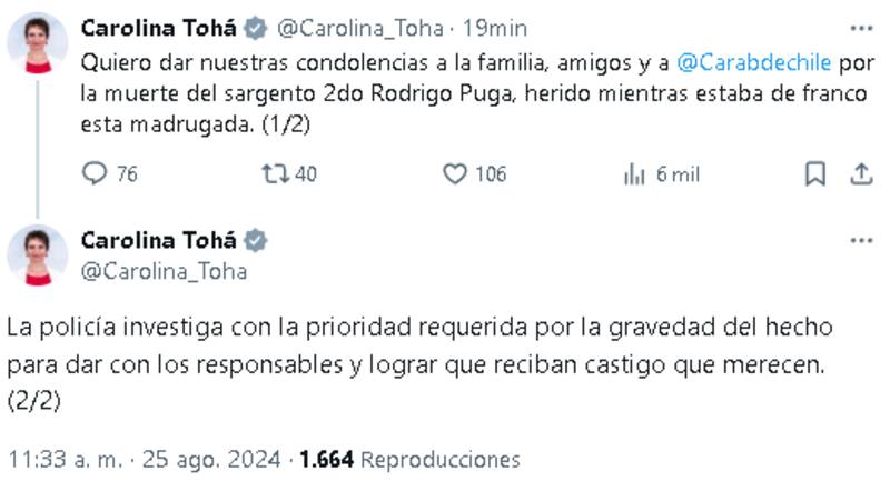 Posteos de Carolina Tohá.