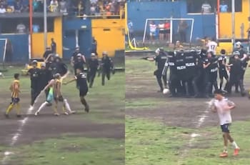 VIDEO | Le pegaron al árbitro: brutal pelea en Argentina terminó con la policía amenazando con disparos