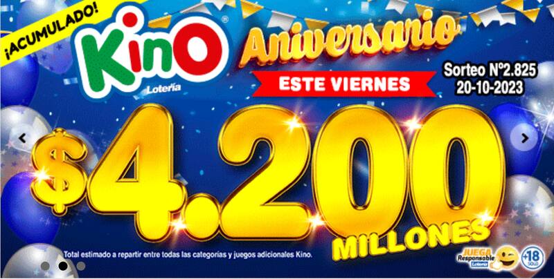 $4.200 millones de pesos a repartir tiene el sorteo 2825 de Kino.