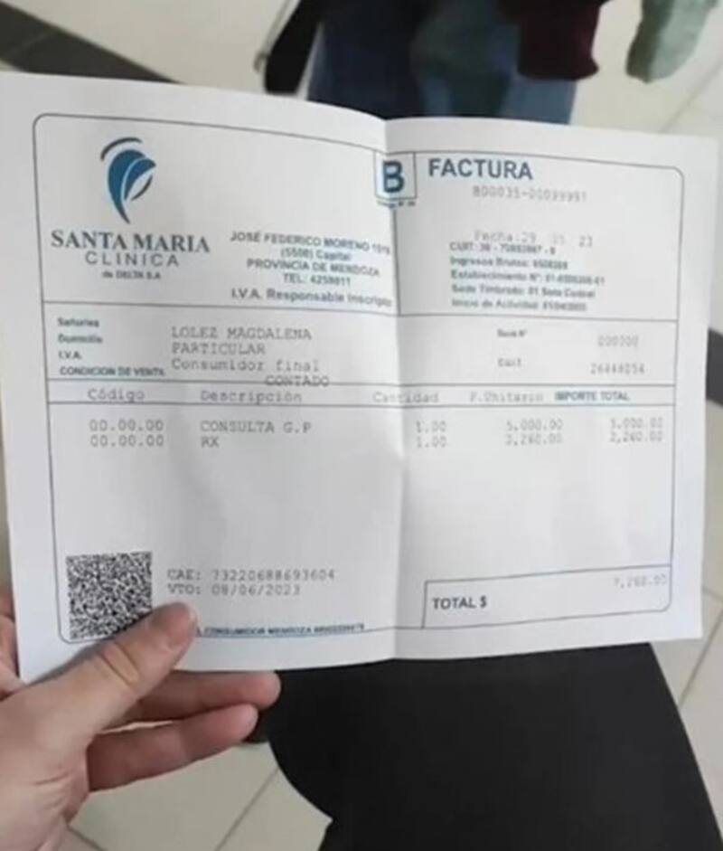 Esto fue lo que gastó el chileno por la consulta de su hija en Argentina. Créditos: @crislopezlagos