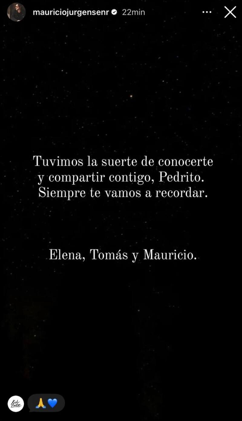 Mauricio Jürgensen envió sus condolencias a Mariana Derderián.