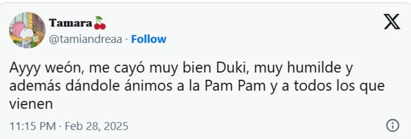 celebraron la actitud de Duki hacía Pampam en el Festival de Viña 2025