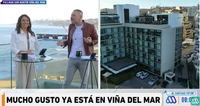 El matinal del canal organizador del Festival ya está en Viña del Mar. Créditos: Captura Mega