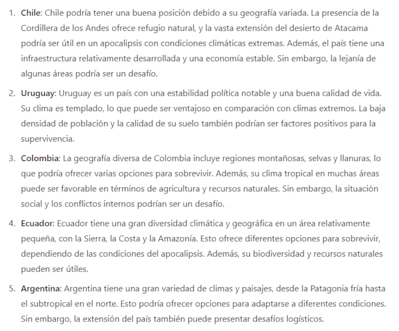 La respuesta de la inteligencia artificial.