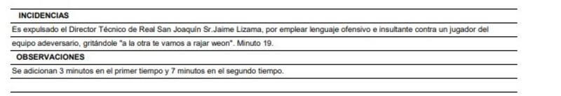 La amenaza del DT de Real San Joaquín contra un jugador de Wanderers