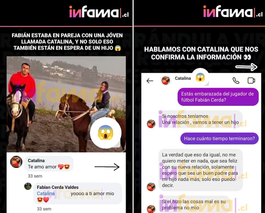 Infama se contactó con la anterior pareja de Fabián Cerda. Créditos: Instagram