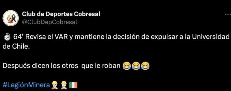 La publicación de los Mineros tras la expulsión ante la U