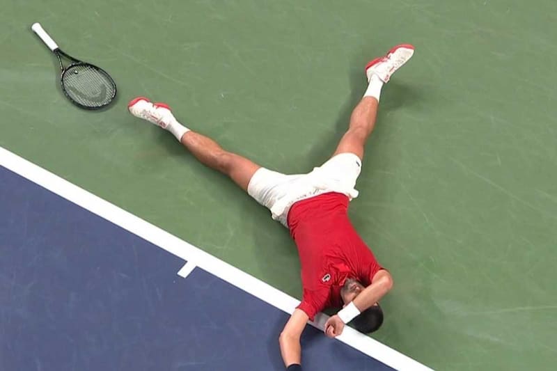 Así ha quedado el serbio en la pista de Shanghái. Foto: Captura ESPN.