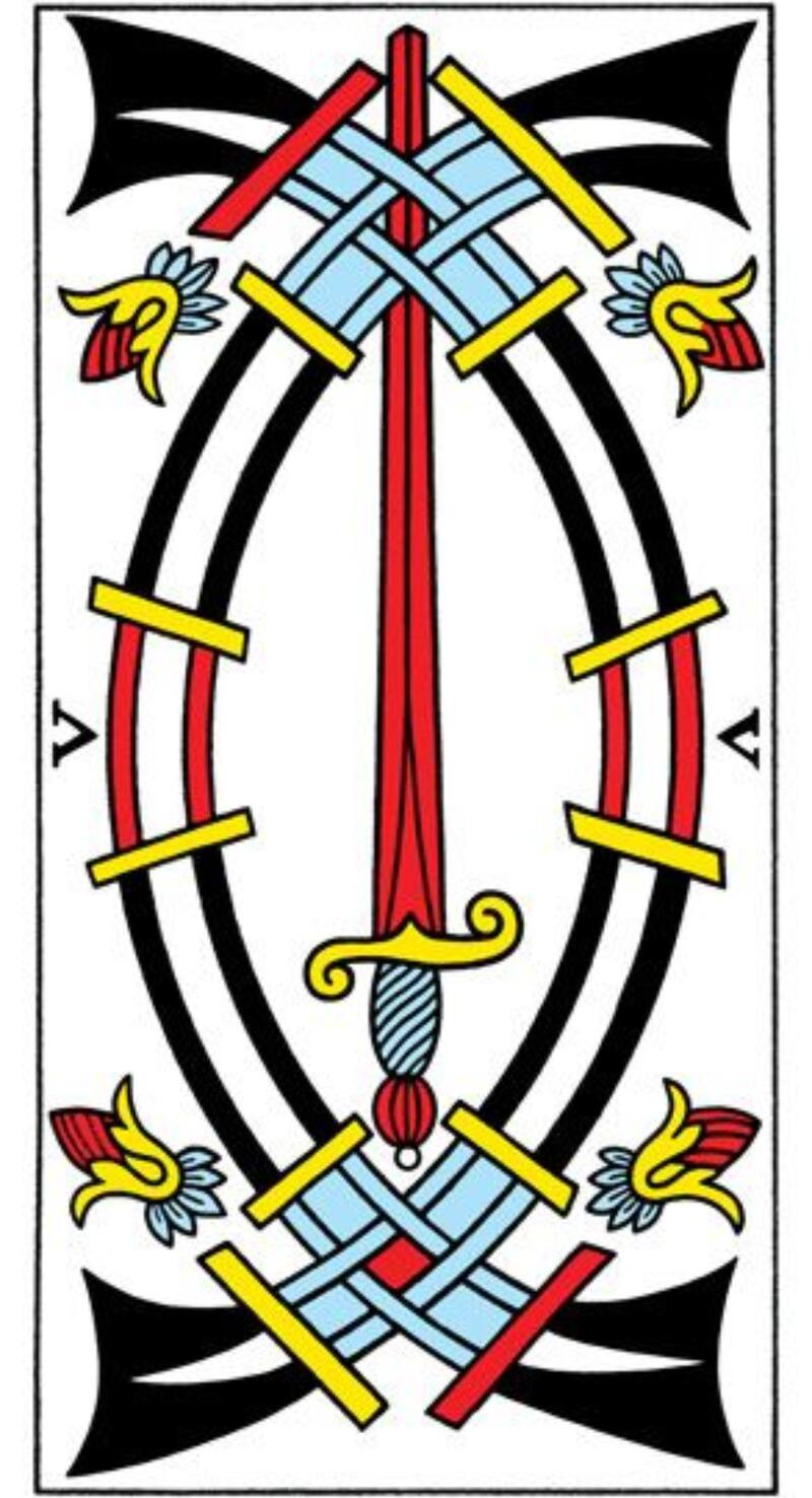 5 de espadas del Tarot de Marsella | Foto: EnLaHora