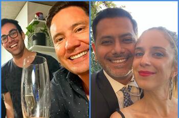 Fueron a conocer a su hija: Pancho Saavedra y su esposo, Jorge Uribe, recibieron la especial visita de Pedro Ruminot y Alison Mandel en su casa