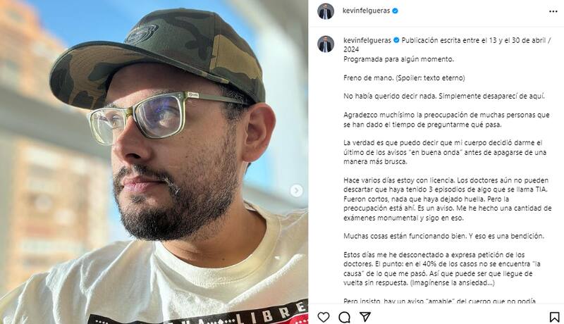Kevin Felgueras atraviesa por complejo momento de salud.