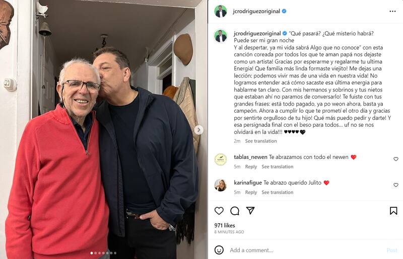 Julio césar Rodríguez se despide de su padre por Instagram