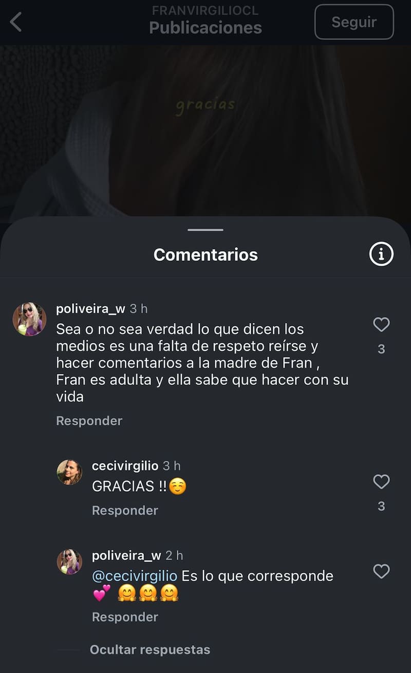 La mujer comentó en la sección de comentarios de una publicación de su hija en Instagram.