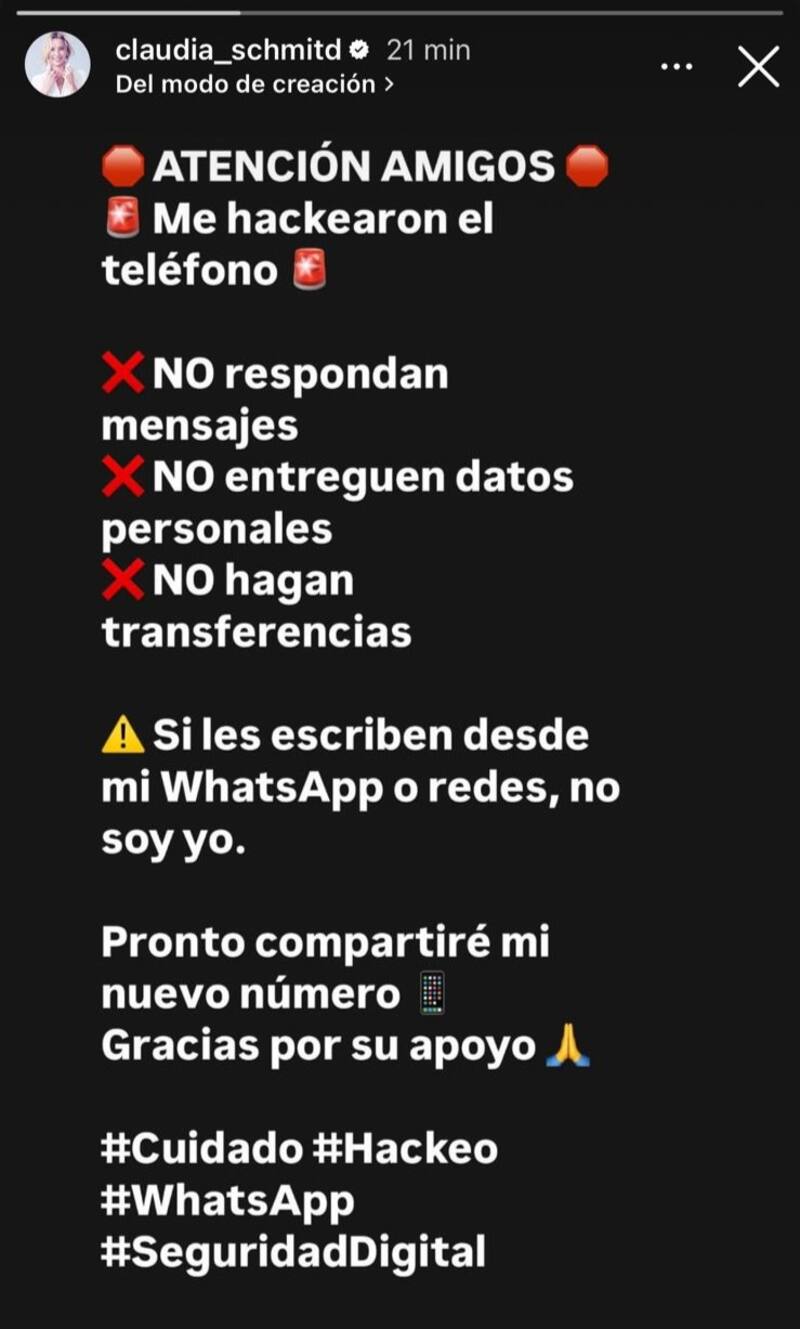 La modelo compartió una preocupante historia en redes sociales.