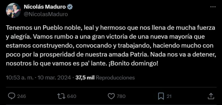 Nicolás Maduro en X.