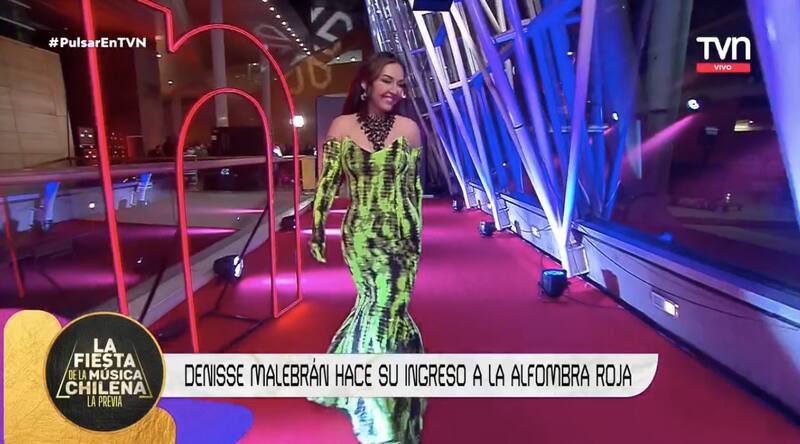 Denise Malebrán vestida por Carlos Araya. Créditos: TVN.