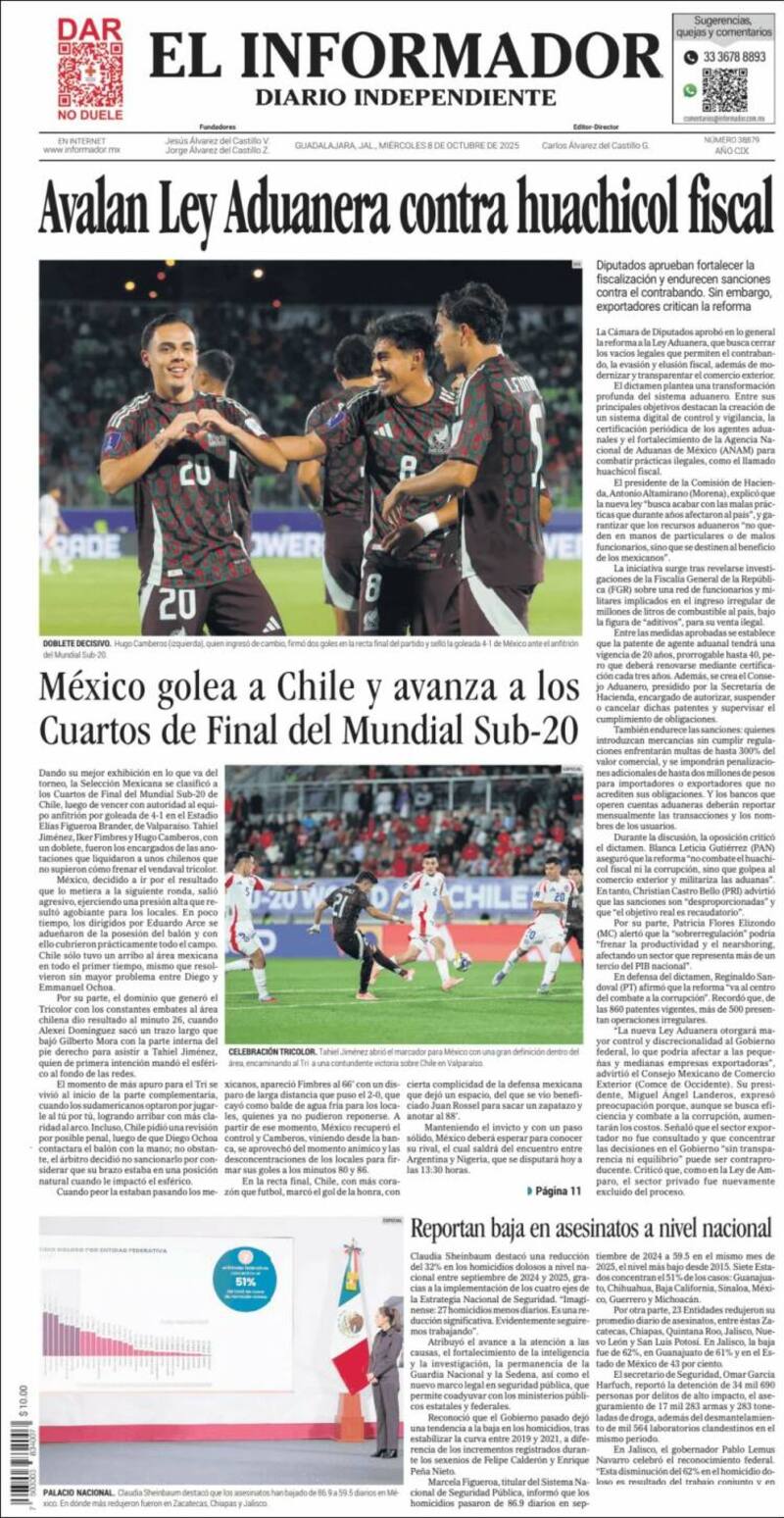 La prensa mexicana festejó el triunfo del cuadro azteca.