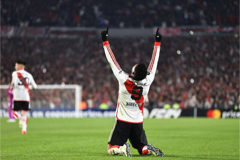 Miguel Borja, 40 goles con la camiseta de River Plate. Foto: EFE.