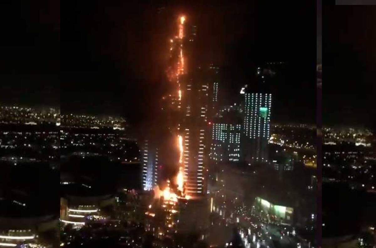 VIDEO | Impresionante incendio en alto rascacielo de Dubái junto a la torre más alta del mundo