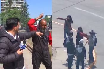 Equipos de Mega y Chilevisión fueron atacados en vivo durante manifestaciones en Plaza Italia