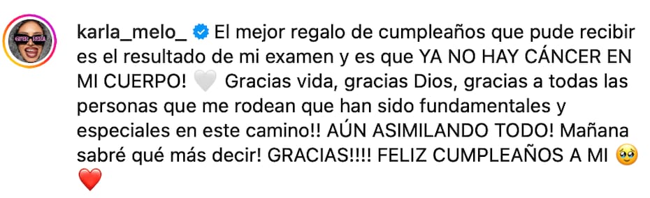 La actriz sorprendió con emotiva noticia sobre su salud.
