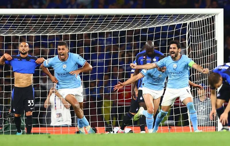 Rodri tras anotar el único tanto de la final de la Champions League entre Manchester City e Inter de Milán. Foto: EFE.