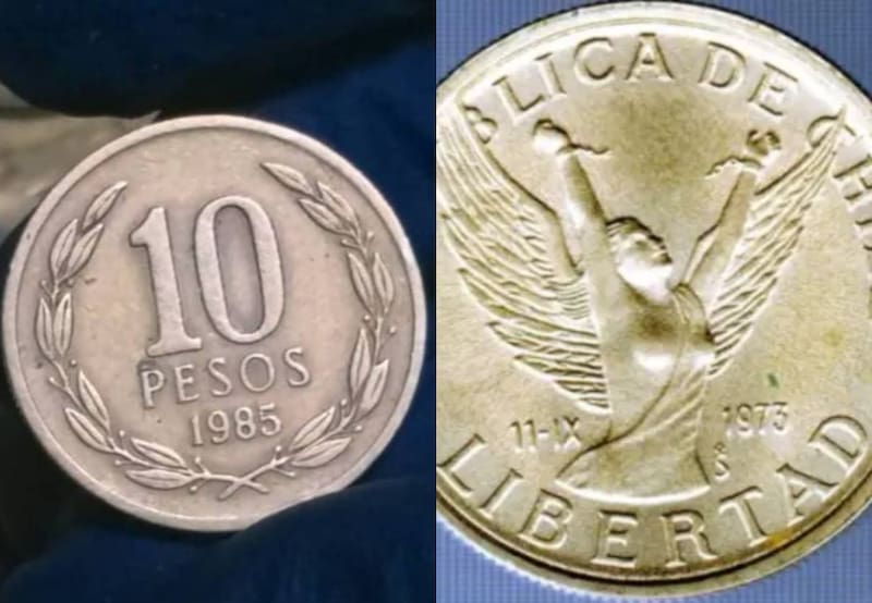 Moneda chilena de 10 pesos de 1985. Se acuñaron apenas 400 mil monedas y algunas todavía se encuentran en circulación. | Foto de archivo