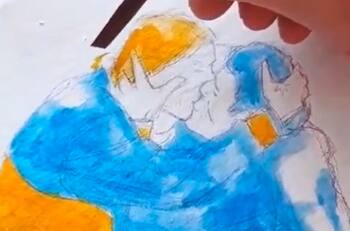 Artista argentino inmortalizó el recordado beso de Maradona y Caniggia