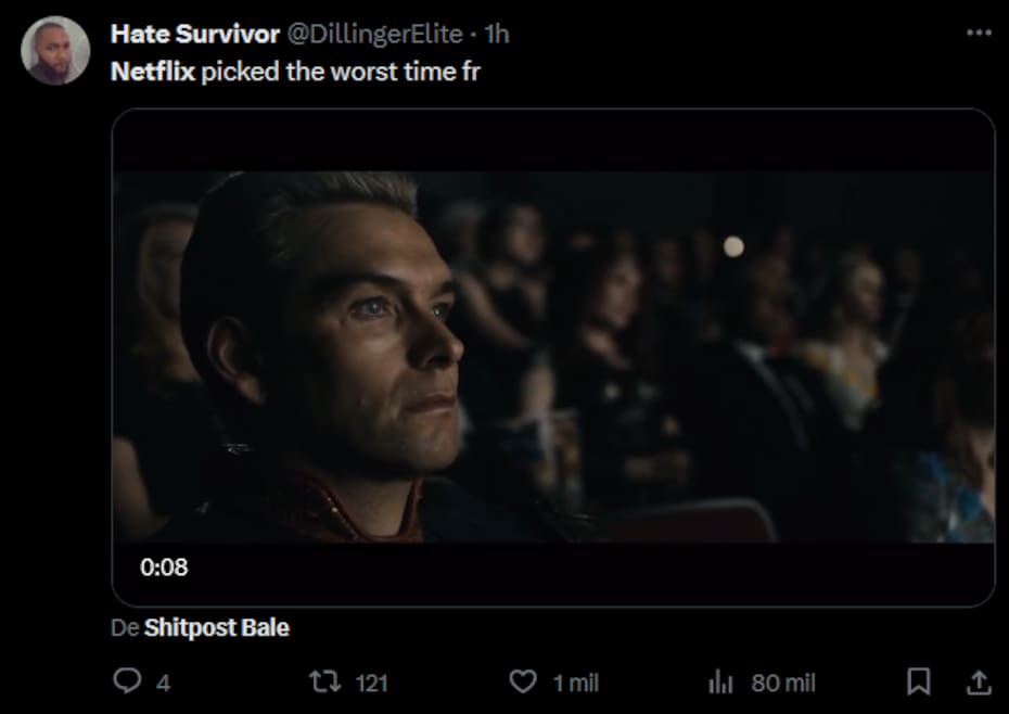 "Netflix eligió el peor momento de verdad", comenta un twittero.